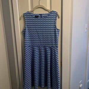 Talbots ~ Blue and White Fit and Flare Dress